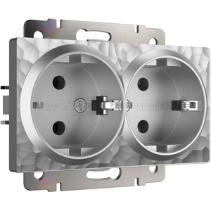 Изображение Розетка двойная с заземлением (серебряный) W1272006