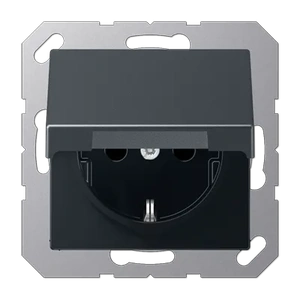 Изображение Розетка с заземлением и крышкой 16А 250В A creation антрацит матовый A1520BFKLANM Jung