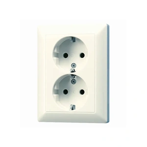 Изображение Розетка двойная с заземлением литая Eco Profi Standart слоновая кость AS5020U Jung